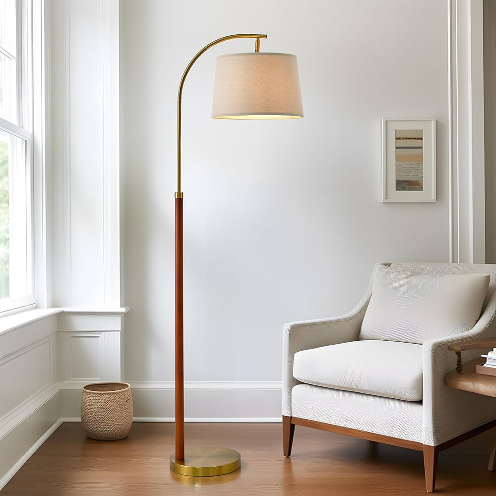 62.5" Gold Floor Lamp for Living Room with Foot Switch Standing Lamp Tall Industrial Reading for ... | Amazon (US)
