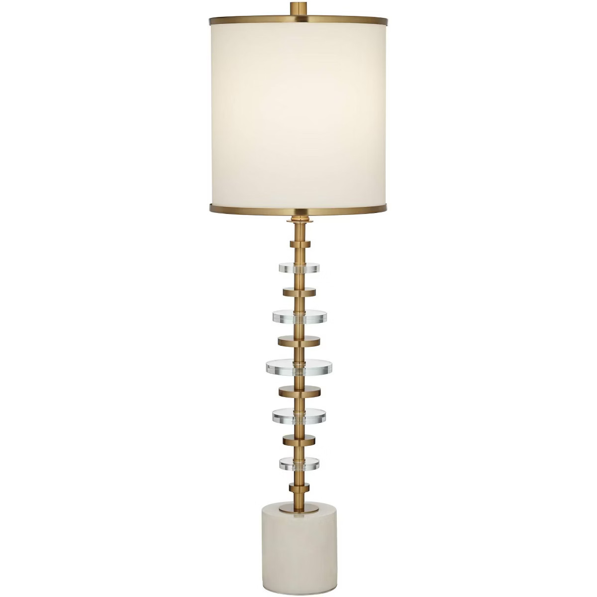 Possini Euro Design Modern Table Lamp 34 1/2" Tall Gold Segmented Pole Off-White Drum Shade for L... | Target