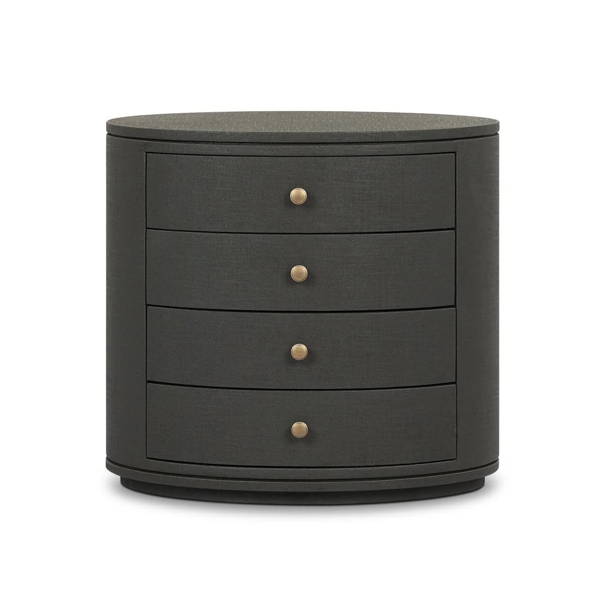 Four Hands Amelia Oval Nightstand in Dark Green Lacquered Linen | The Addison West