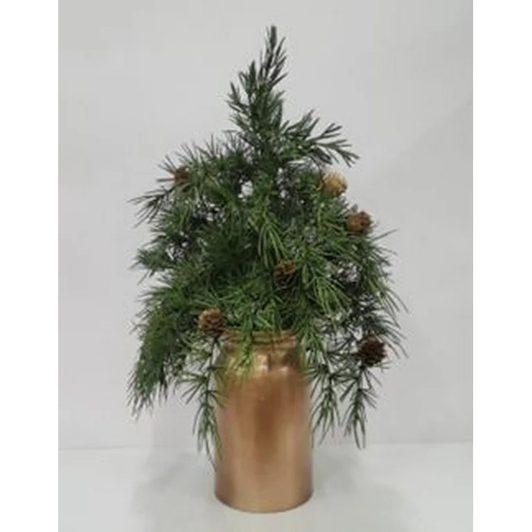 Pine Tree Arrangement in Copper Pot Christmas Tabletop Decoration, Green, 20", by My Texas House | Walmart (US)