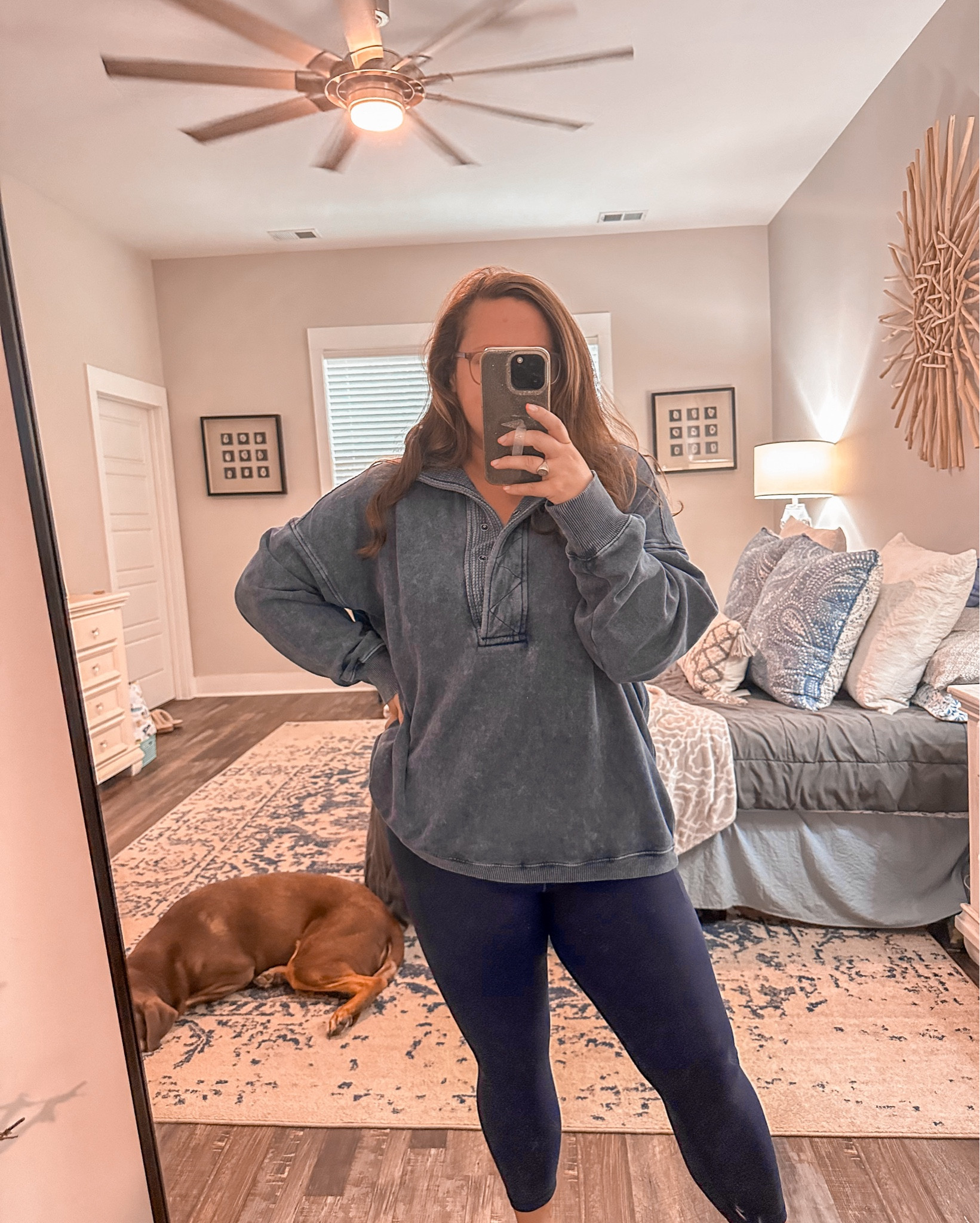 Medium in sweater (runs oversized) | Large in leggings 

#LTKActive #LTKSeasonal #LTKMidsize