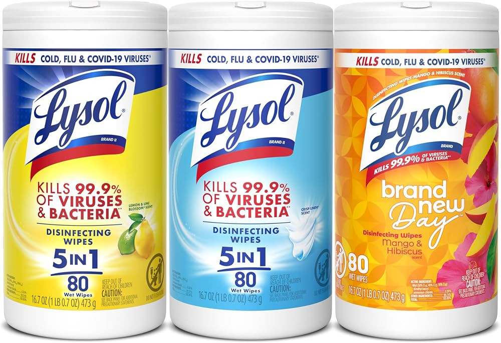 Lysol Disinfecting Wipes, Cleaner, Lemon + Linen + Mango, 80 ct. (3 Pack) | Amazon (US)