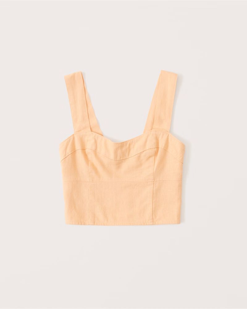 Women's Cropped Linen-Blend Corset Top | Women's | Abercrombie.com | Abercrombie & Fitch (US)