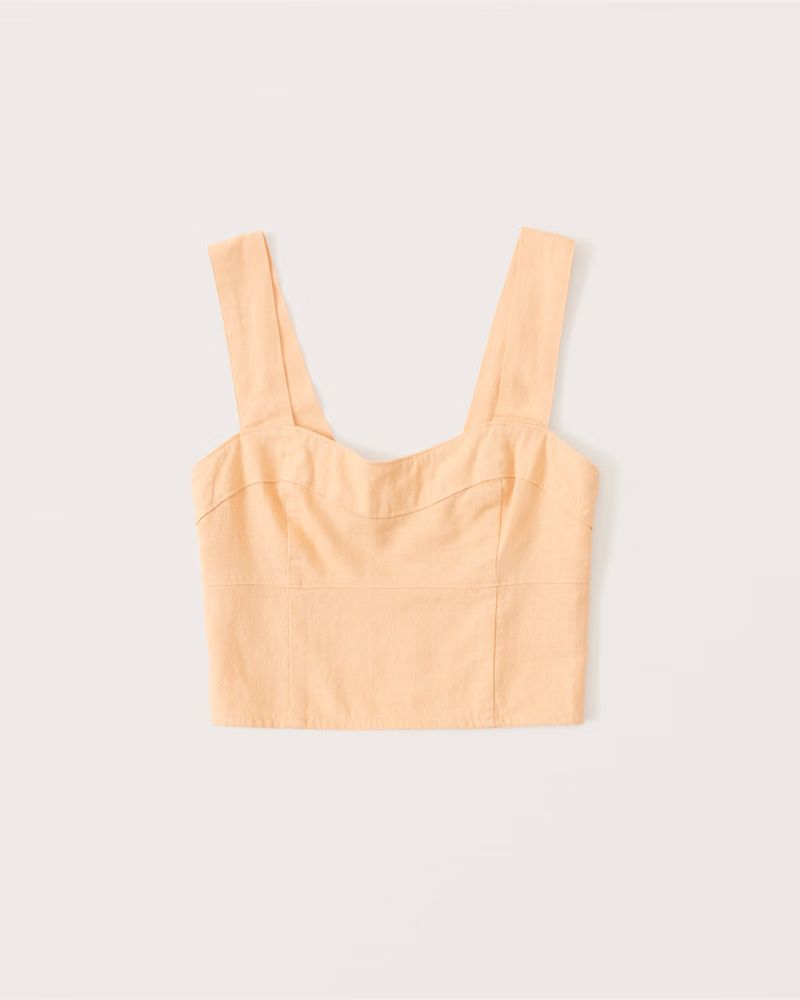 Abercrombie & Fitch Women's Cropped Linen-Blend Corset Top in Orange - Size L | Abercrombie & Fitch (US)
