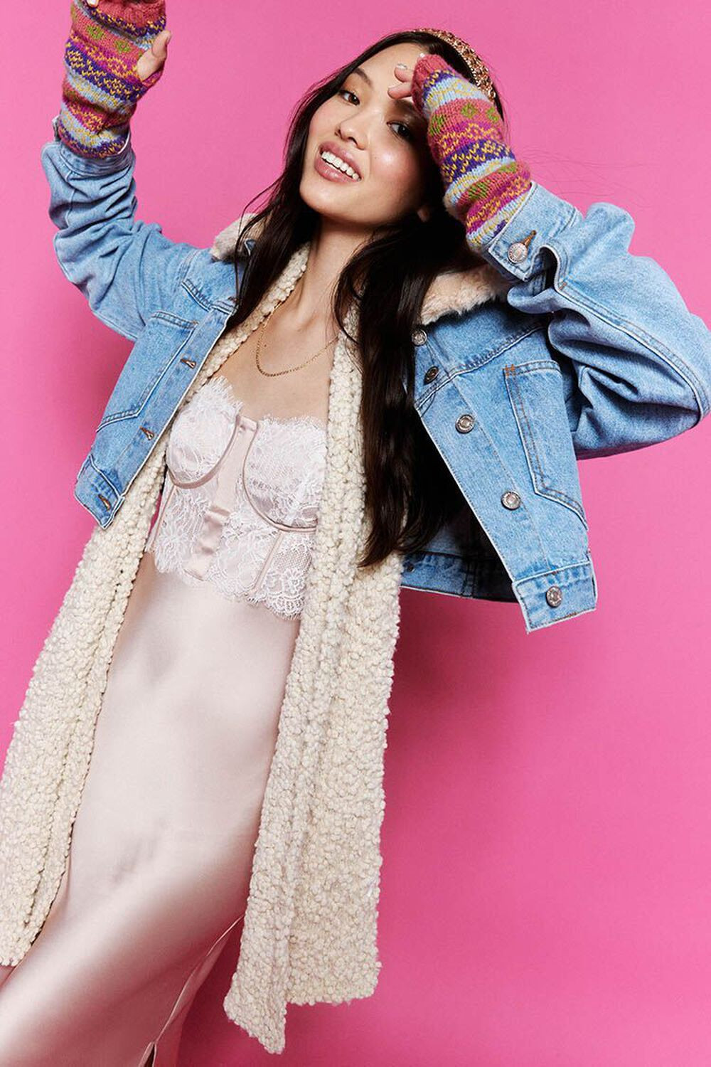 Faux Fur Collar Denim Jacket | Forever 21 (US)