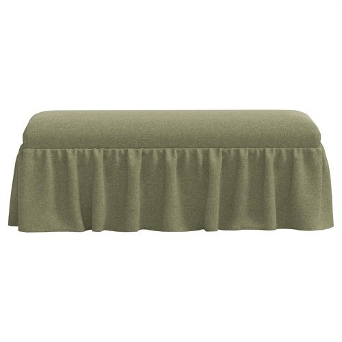 Wyndell Laurel Green Textured Skirted Bench | Kathy Kuo Home