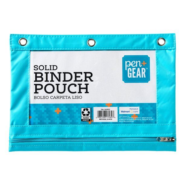 Pen + Gear Solid Binder Pouch, Teal | Walmart (US)