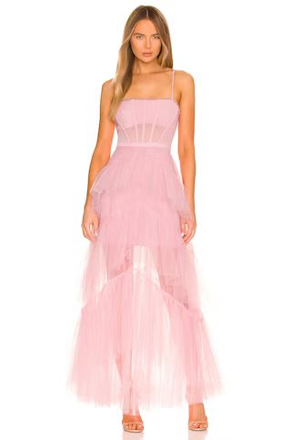 BCBGMAXAZRIA Corset Tulle Gown in Pink Rose from Revolve.com | Revolve Clothing (Global)