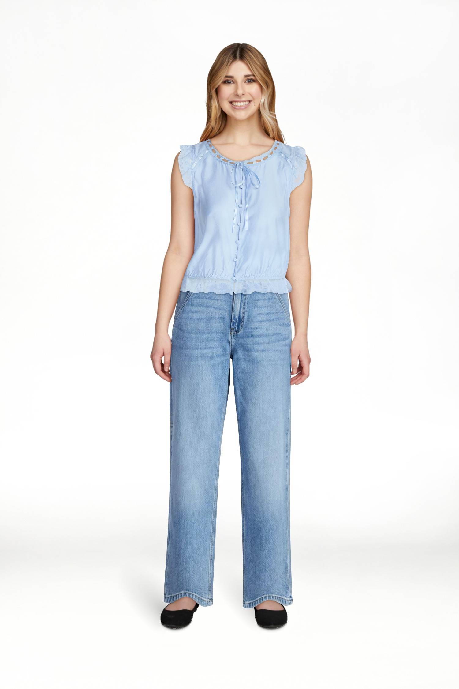 Scoop Women’s Day Lace Trim Top, Sizes XS-XXL | Walmart (US)