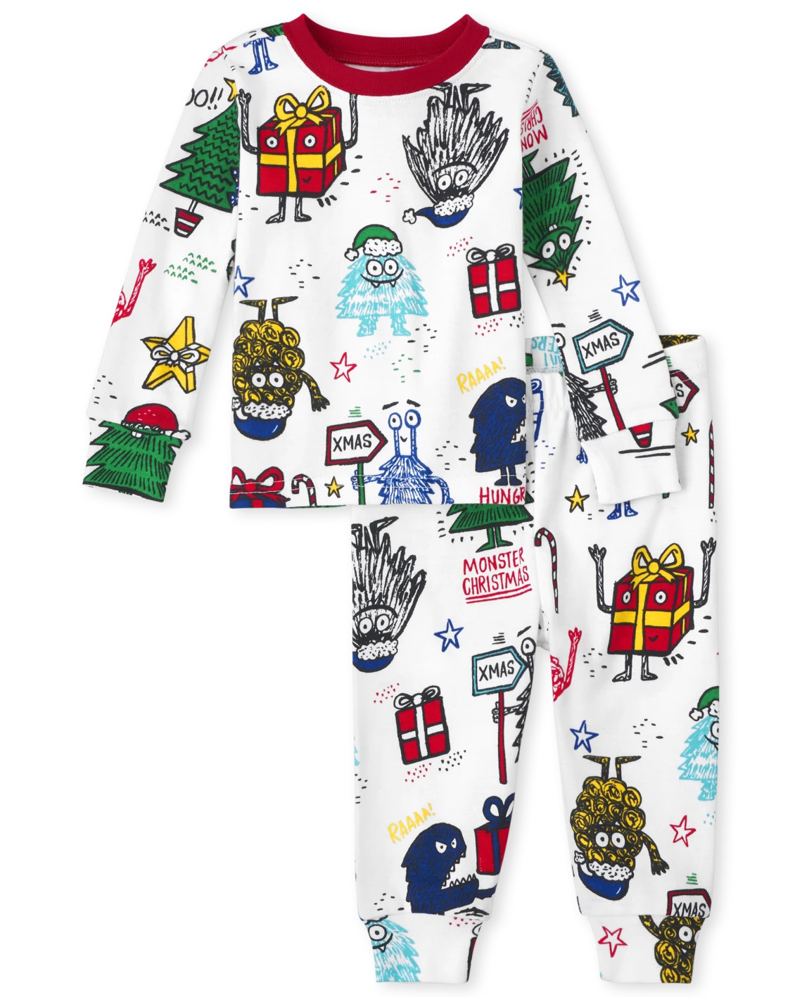 Unisex Baby And Toddler Monster Snug Fit Cotton Pajamas - white | The Children's Place