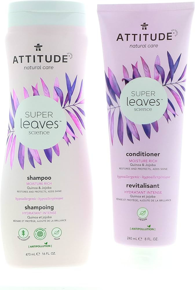 ATTITUDE Super Leaves Moisture Rich Shampoo & Conditioner Bundle With Quinoa, Vitamin B5, Jojoba,... | Amazon (US)