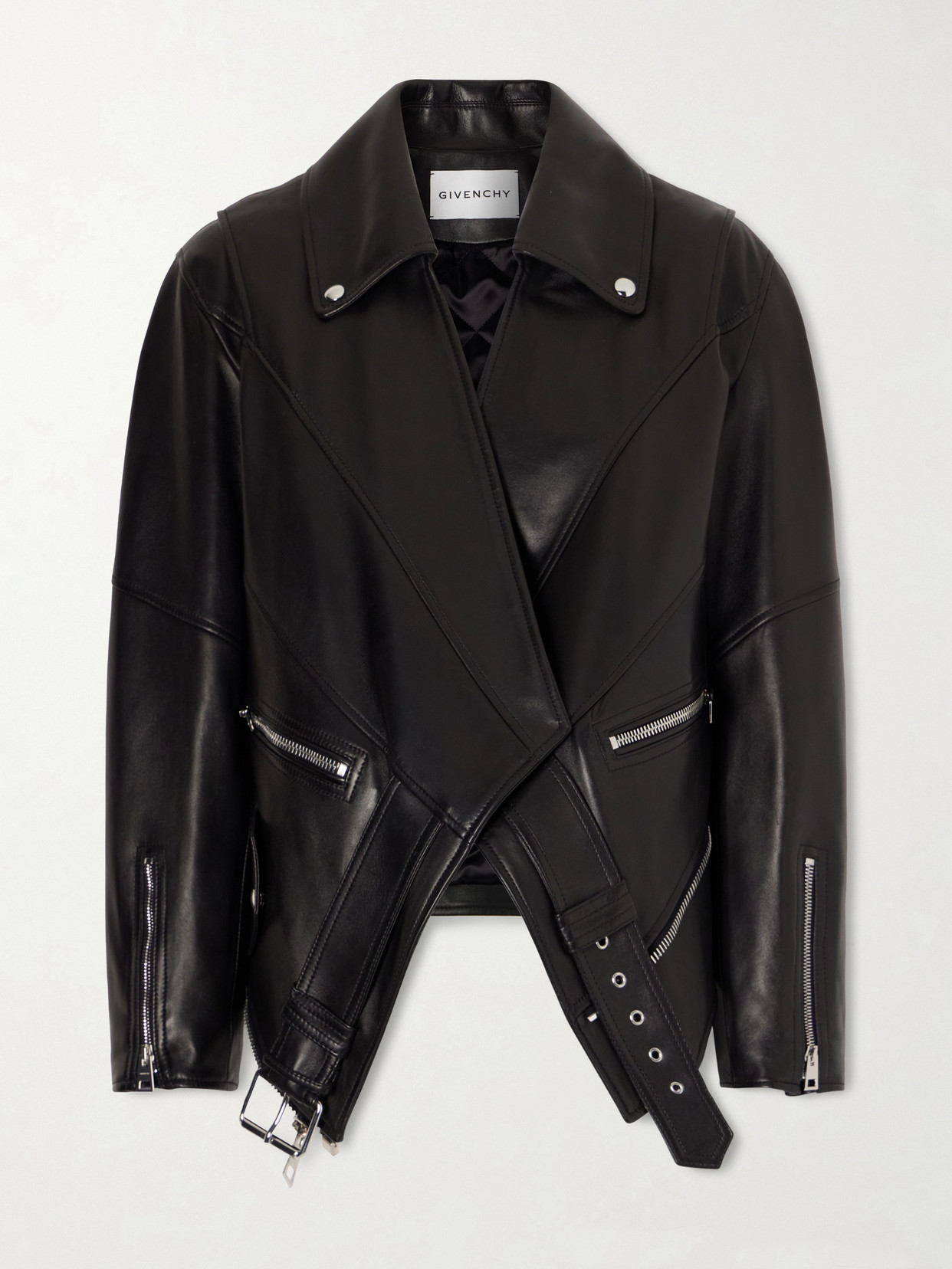 Givenchy - Asymmetric Paneled Leather Jacket - Black | NET-A-PORTER (US)