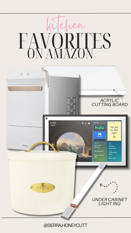 Amazon kitchen favorites! Love all of these and use them daily 🤩

Echo show, ice maker, acrylic cutting board, bread box, under cabinet lightning, mom favorites, staples 

#LTKHome #LTKFamily #LTKSeasonal
