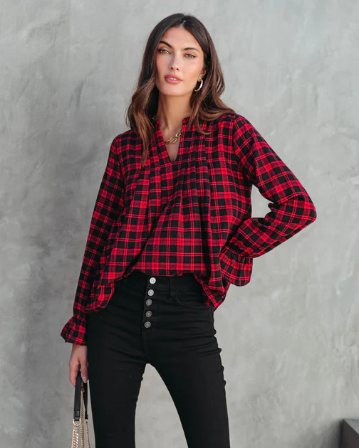 Noel Plaid Long Sleeve Top | VICI