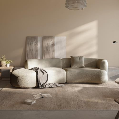 Acanva Modern Curved Sectional Living Room Couch, Minimalist Comfy Boucle Fabric Modular Sofa for... | Amazon (US)