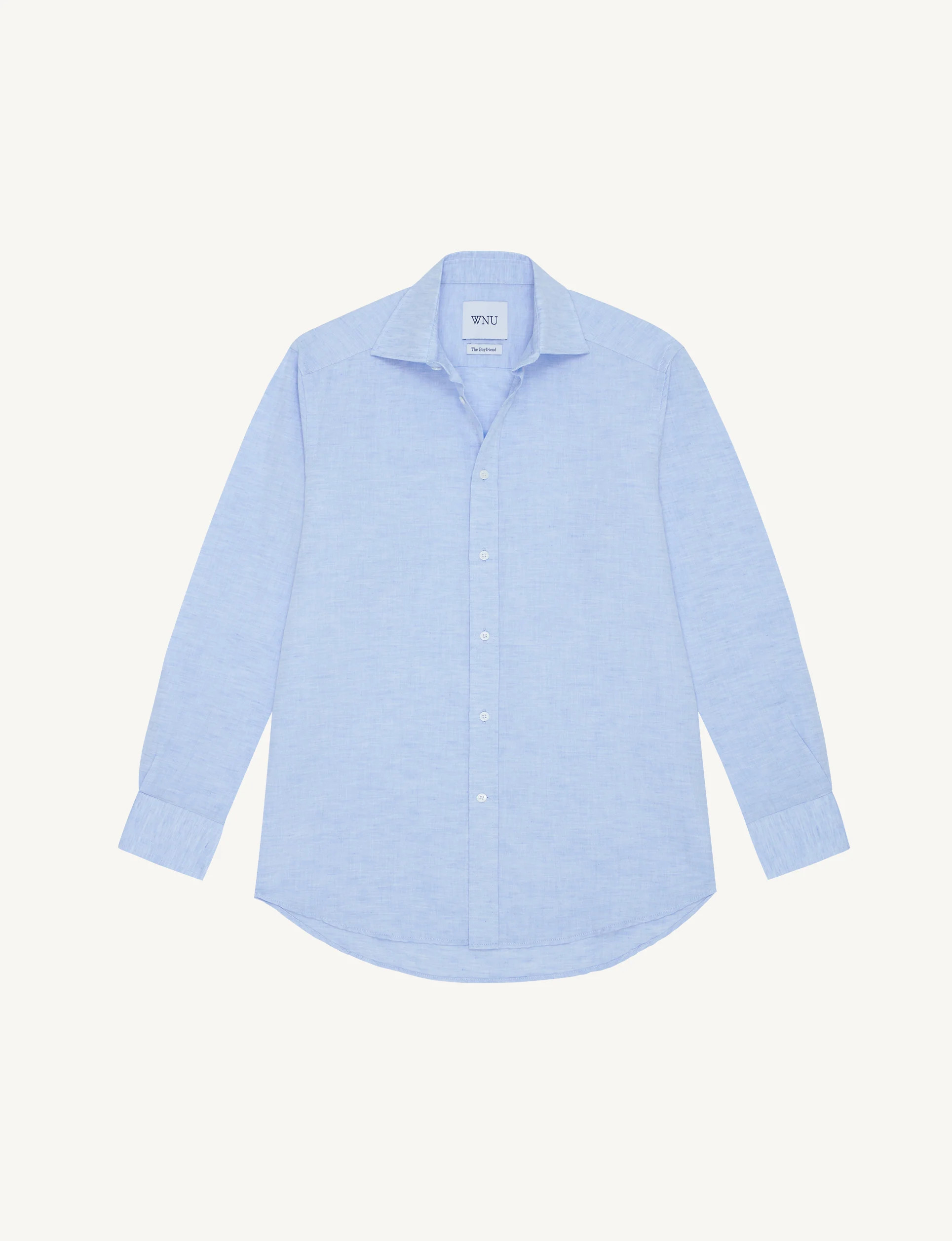 WNU Weave Celeste Blue Cotton & Linen Boyfriend Shirt | With Nothing Underneath | With Nothing Underneath
