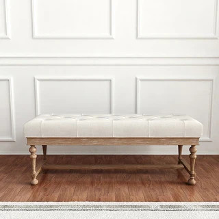 Hammond Natural White Wash 49-Inch Tufted Bench | Bed Bath & Beyond