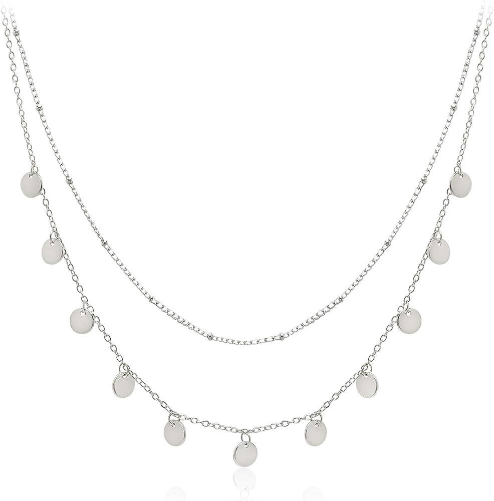 Aisansty Dainty Layered Choker Necklaces Handmade Coin Tube Star Pearl Pendant Multilayer Adjusta... | Amazon (US)