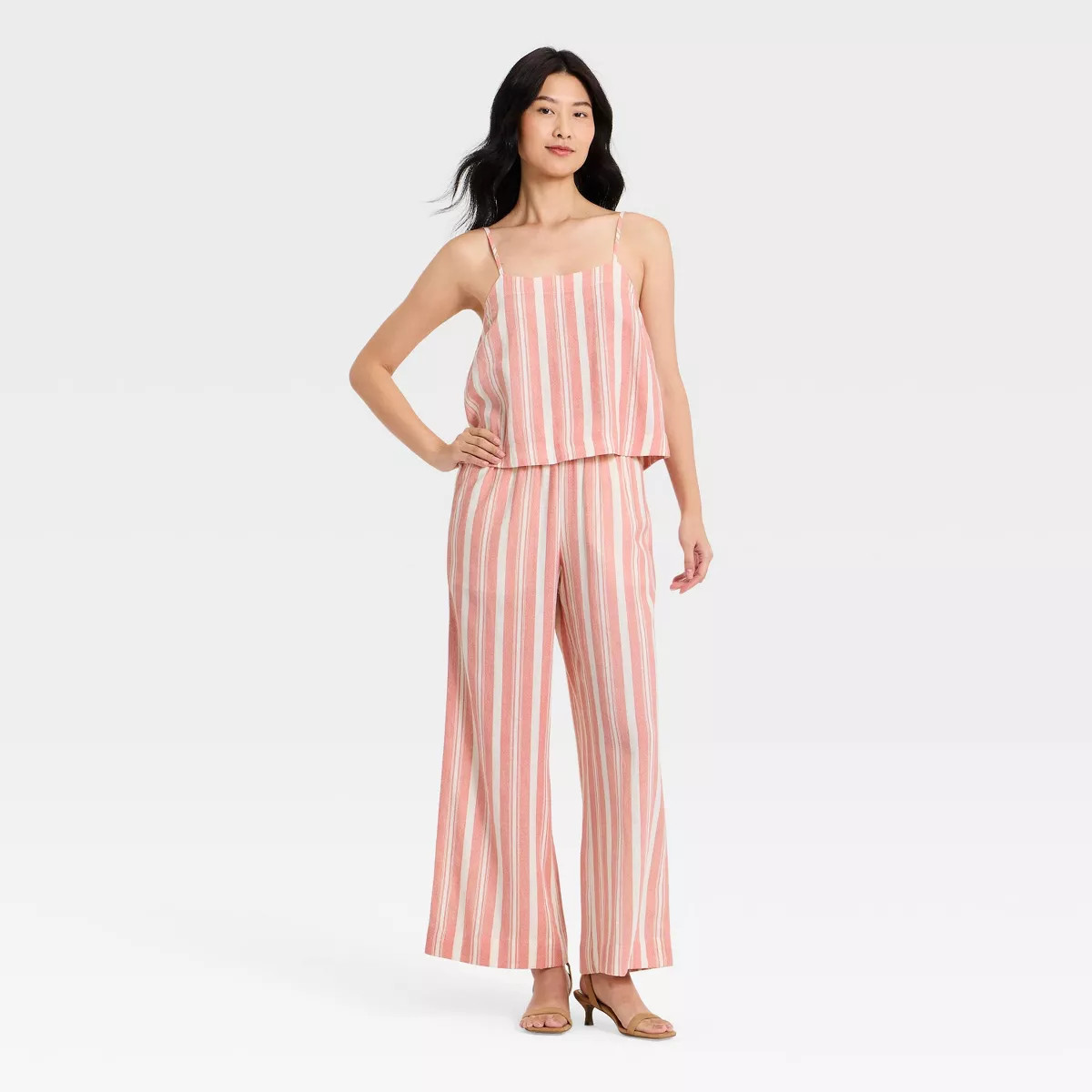 Women's Resort Linen Cami Tank Top - A New Day™ Red Striped S | Target