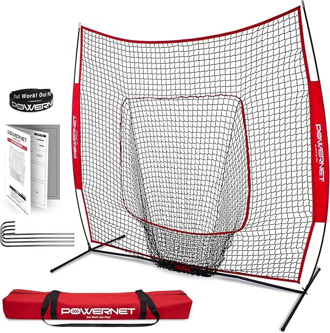 PowerNet Baseball Softball Practice Net 7x7 with Baseball Accessories for Practice Pitching, Batt... | Amazon (US)