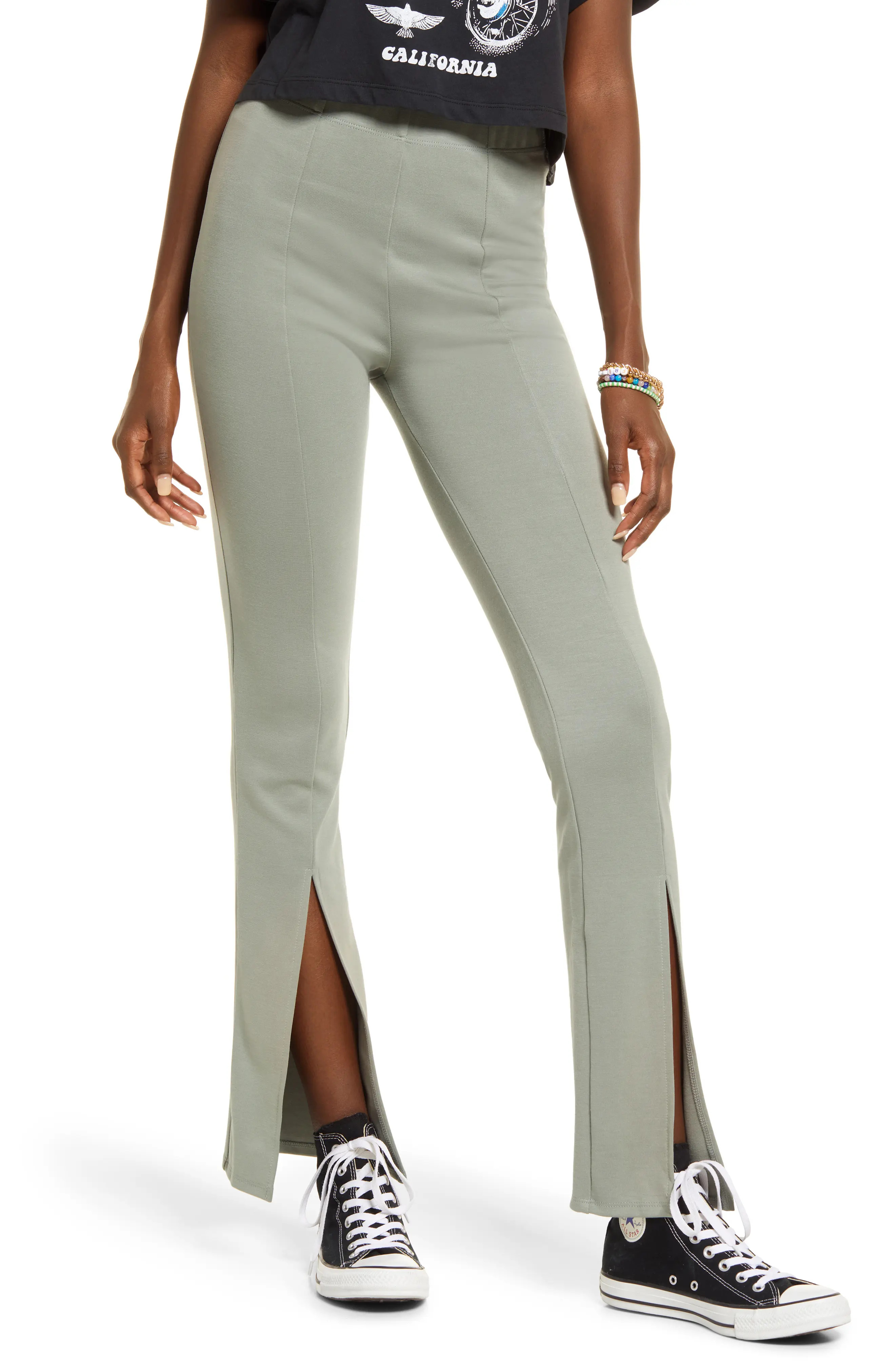 BP. Split Front Leggings, Size Small in Green Halo at Nordstrom | Nordstrom