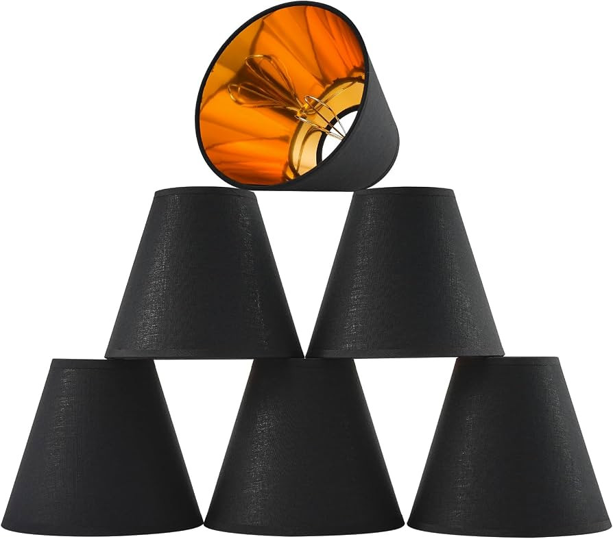 Clip On Lamp Shade - Black Outside Gold Inside Drum Shade for Chandelier, Table Lamp Cover Replac... | Amazon (US)