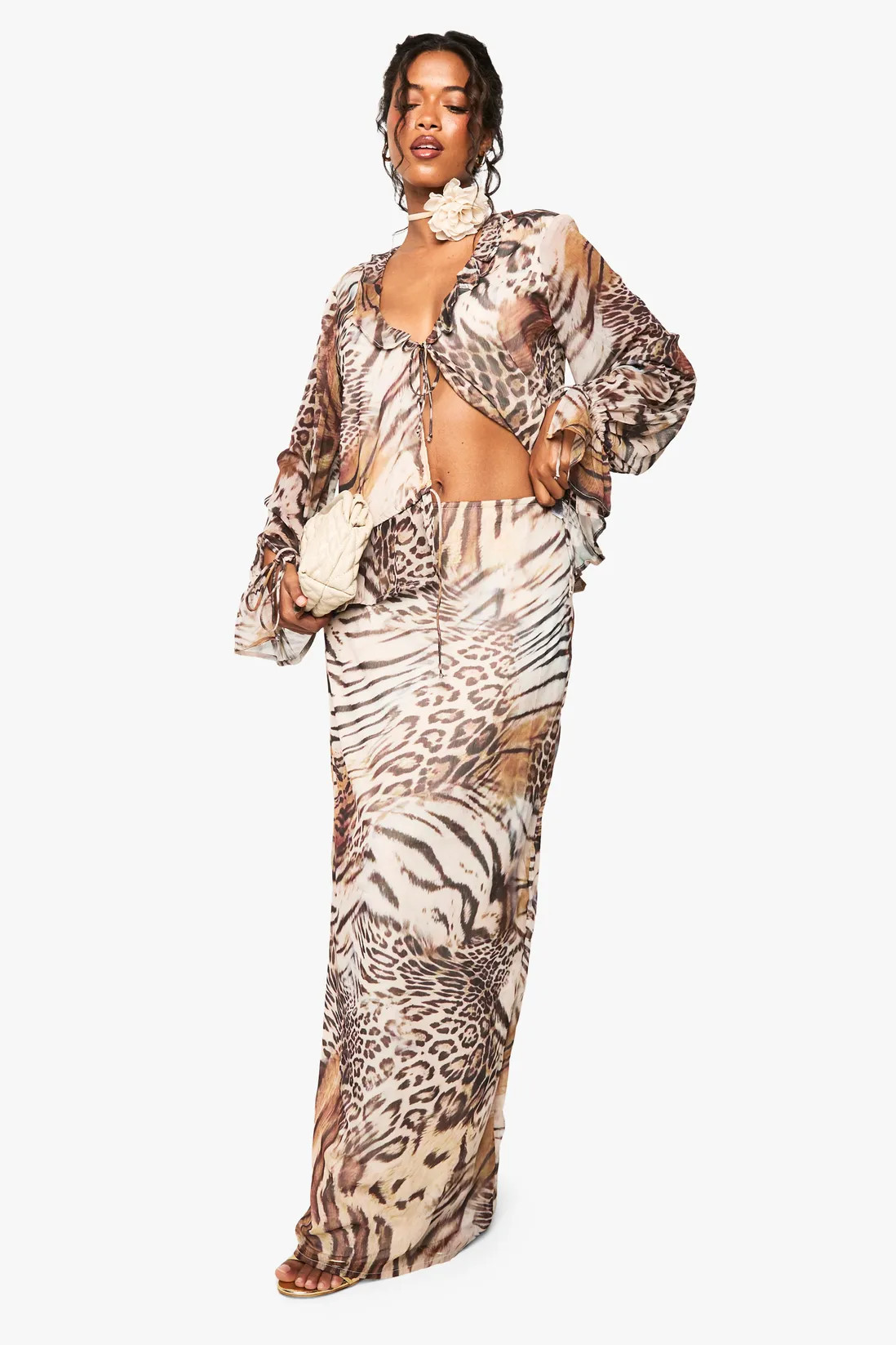 Animal Chiffon Maxi Skirt | Boohoo.com (UK & IE)