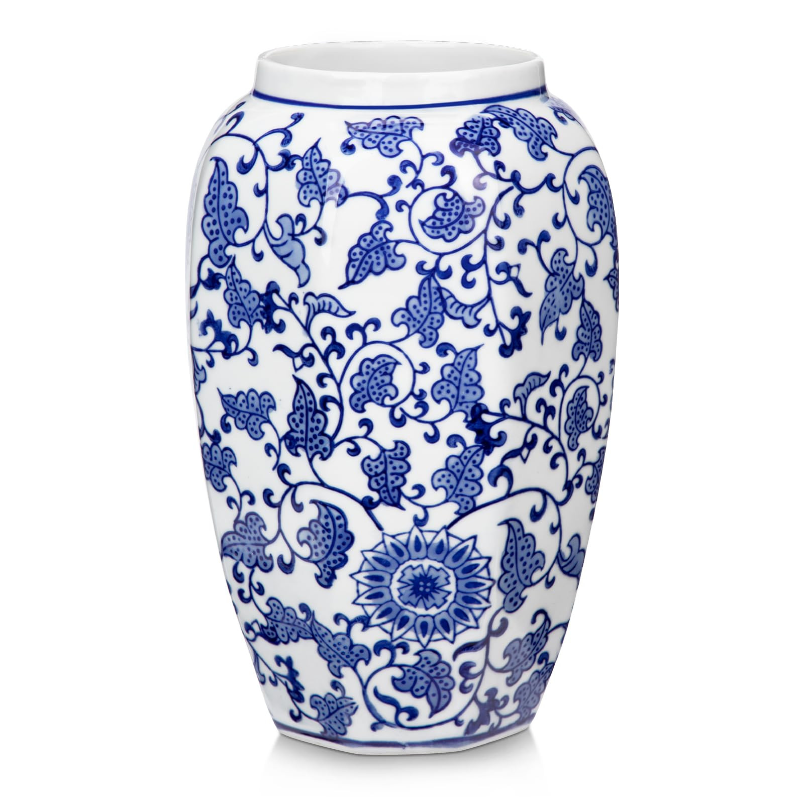 Oairse Blue and White Vase, Blue Ceramic Vase for Home Decor 8.5" Chinoiserie Vase for Flowers Bl... | Amazon (UK)