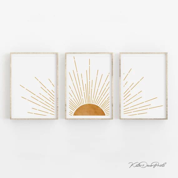 Sun Wall Art Set Of 3 Prints, Boho Prints Room Decor, Boho Printable Art, Sun Prints, Minimalist ... | Etsy (US)
