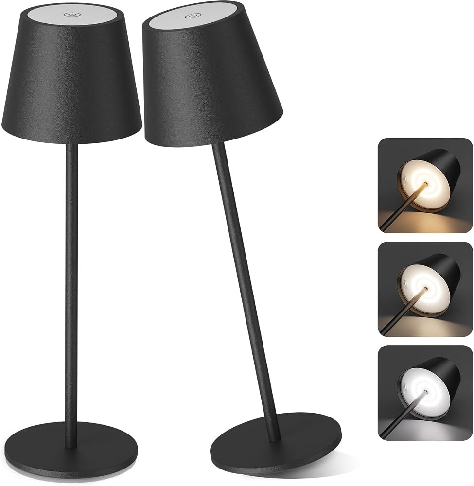Aipsun Rechargeable Cordless Table Lamp 2 Pack, 6200mAh Battery Powered Table Lamp LED 3 Color St... | Amazon (CA)