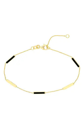HAWLEY ST Black Enamel Bar Station Bracelet in Black/Yellow Gold at Nordstrom Rack, Size 7.25 | Nordstrom Rack