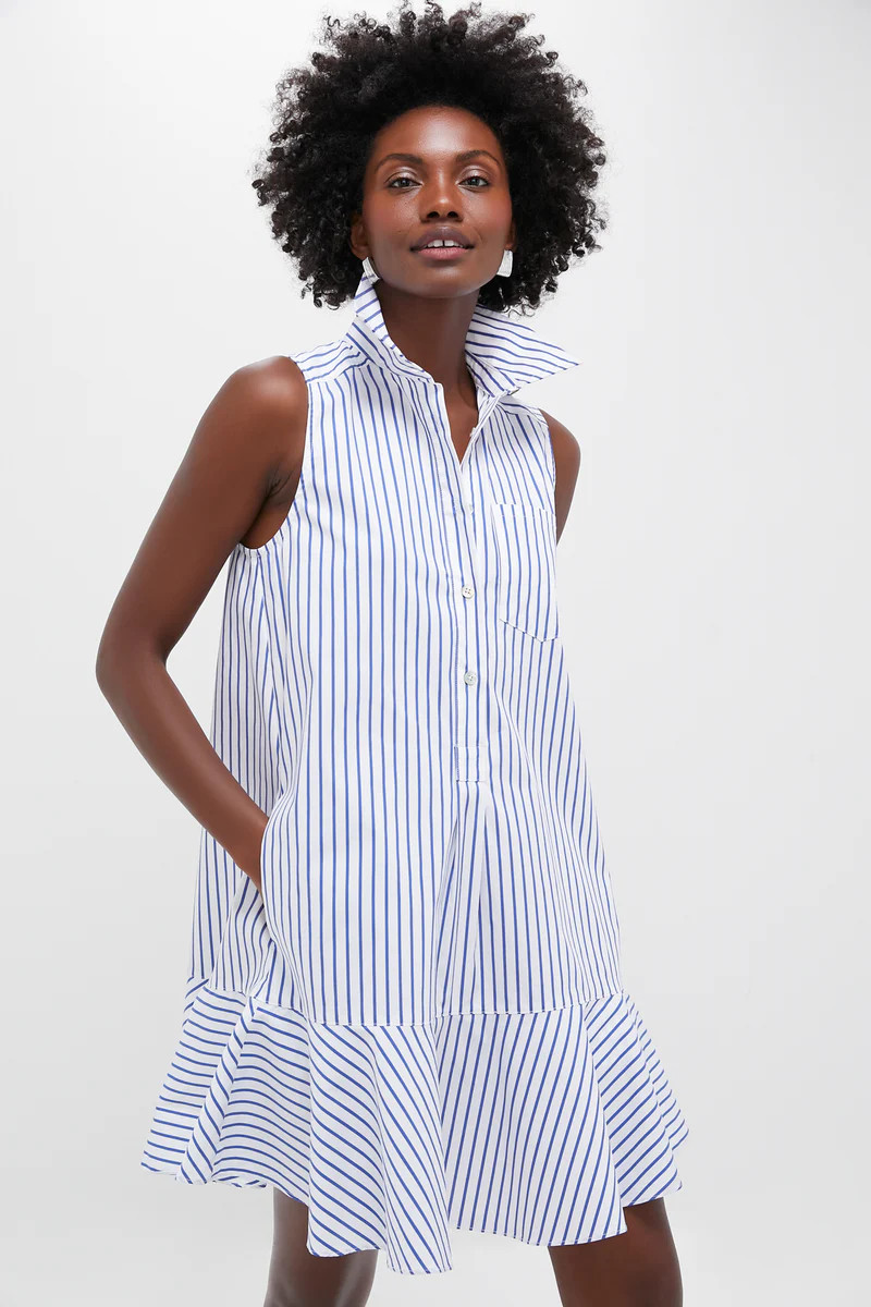 Blue Stripe Sleeveless Callahan Shirt Dress | Tuckernuck (US)