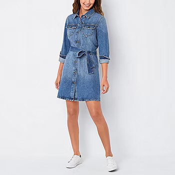 a.n.a Long Sleeve Shirt Dress | JCPenney