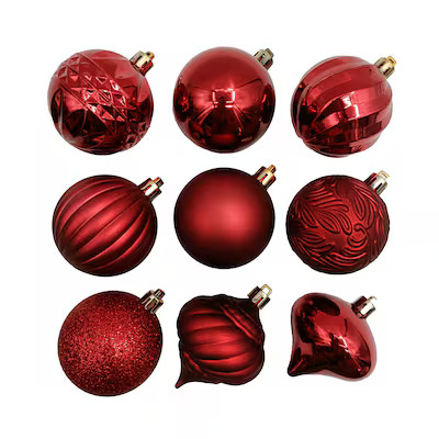 Holiday Living 40 -Pack Red Standard Indoor Shatterproof Ornament set Lowes.com | Lowe's
