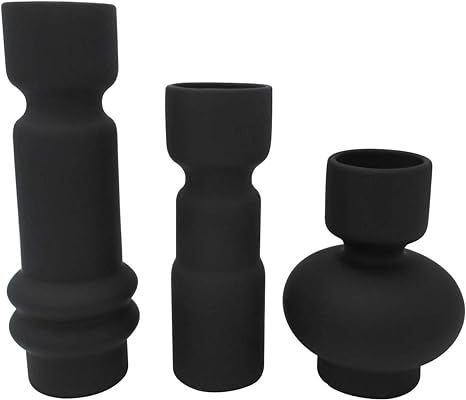 Amazon.com: Amazon Brand – Rivet Modern Totem Stoneware Vases, Set of 3, Black : Home & Kitchen | Amazon (US)