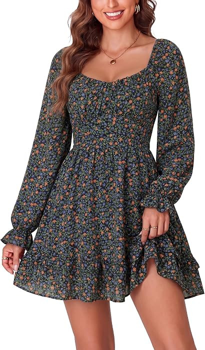 KIFOVEN Women's Long Sleeve Wrap Mini Dress | Amazon (US)