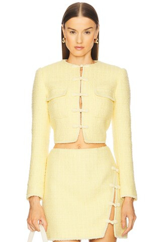 SAU LEE Abbie Tweed Jacket in Butter Yellow from Revolve.com | Revolve Clothing (Global)