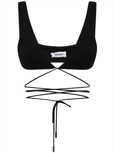 Mônot - Crepe bra top w/ laces - Black | Luisaviaroma | Luisaviaroma