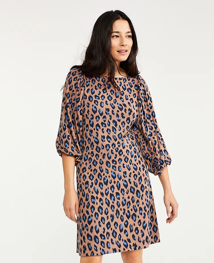 Animal Print Shirred Sleeve Shift Dress | Ann Taylor | Ann Taylor (US)