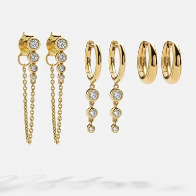 Jenelle 18K Gold Earring Set - Jenelle 18K Gold Earring Set | BaubleBar
