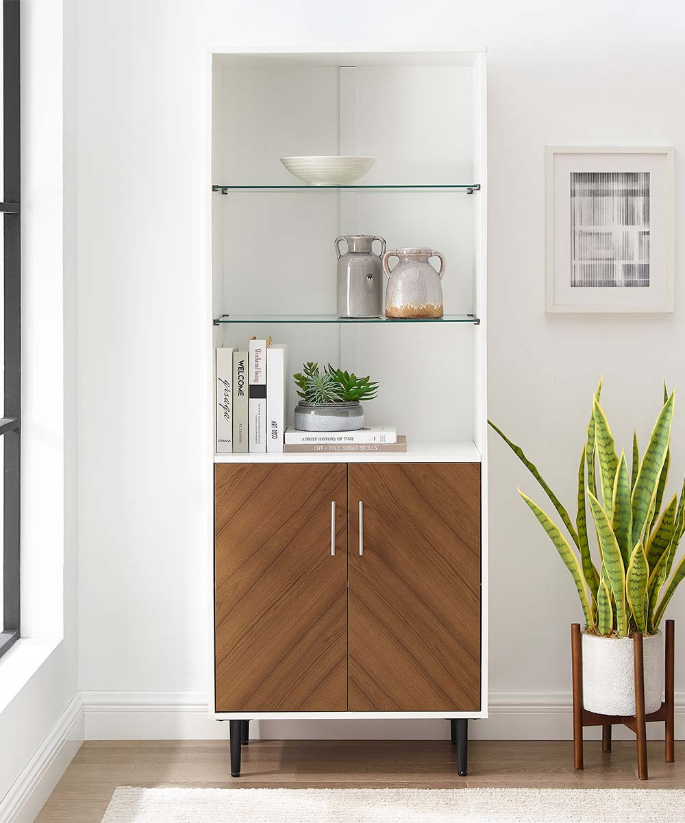 Walker Edison Cabinets White - White Bookmatch Hutch Cabinet | Zulily