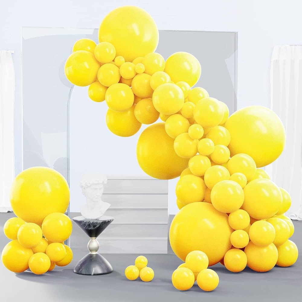 PartyWoo Yellow Balloons, 140 pcs Matte Different Sizes Pack of 18 Inch 12 Inch 10 Inch 5 Inch La... | Amazon (US)