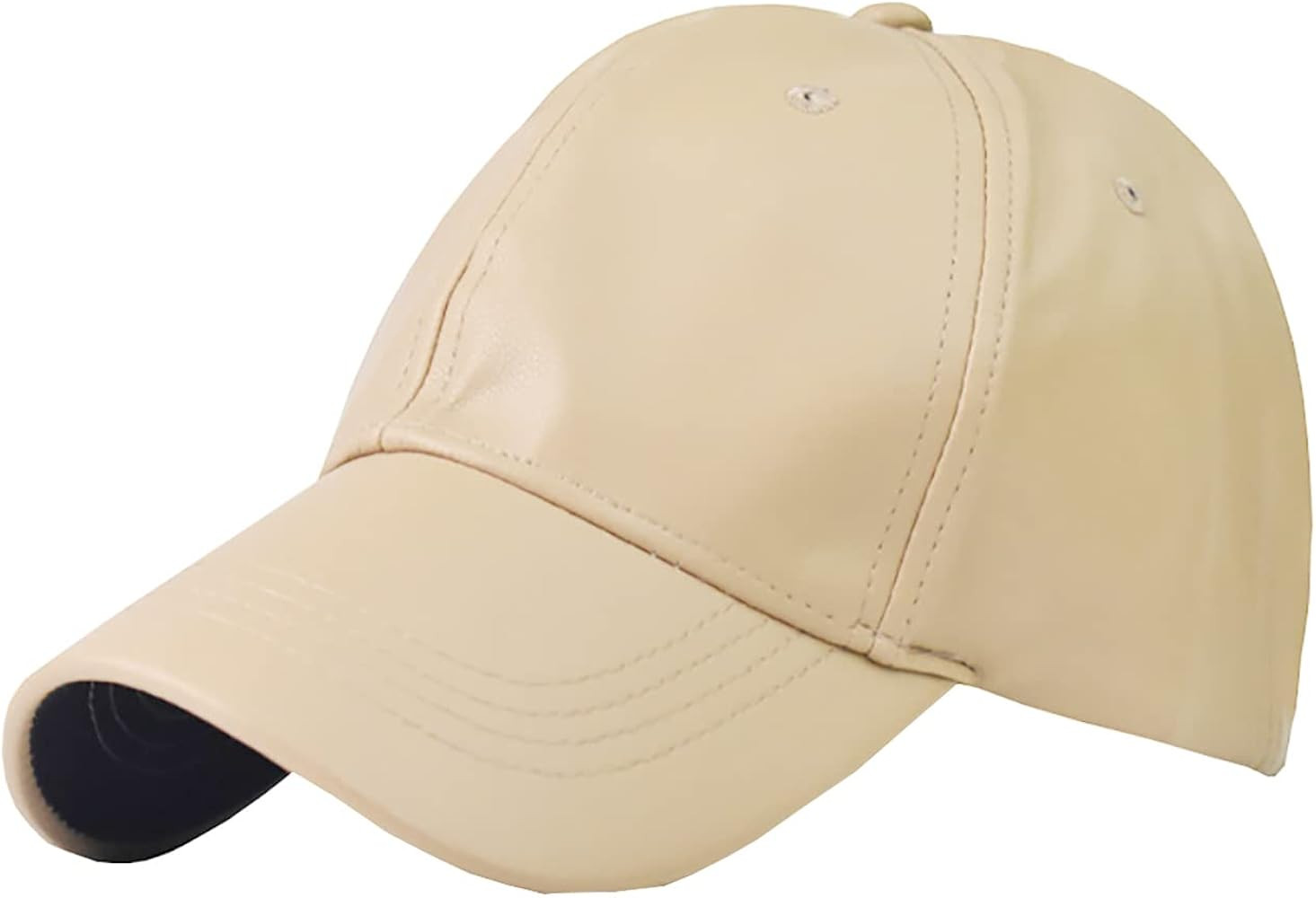 Foetest Adjustable Cap Baseball Cap Outdoors Casual Hat Sports Cap Leather Hat Solid Color | Amazon (US)