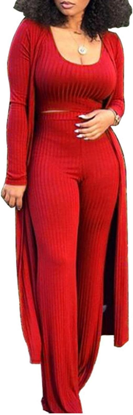 HANMAX Women's Tracksuit Winter Autumn Knitted Long-sleeved Blazer Coat Tank Long Pants Three Pie... | Amazon (CA)