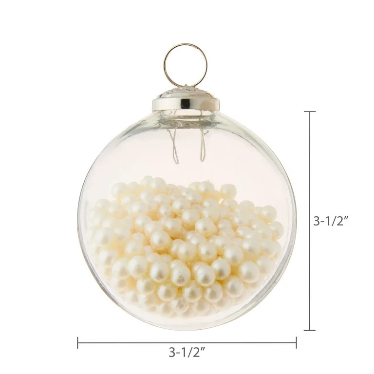 2 Count White Pearl Glass Christmas Ornaments, 3.55 in, by My Texas House | Walmart (US)