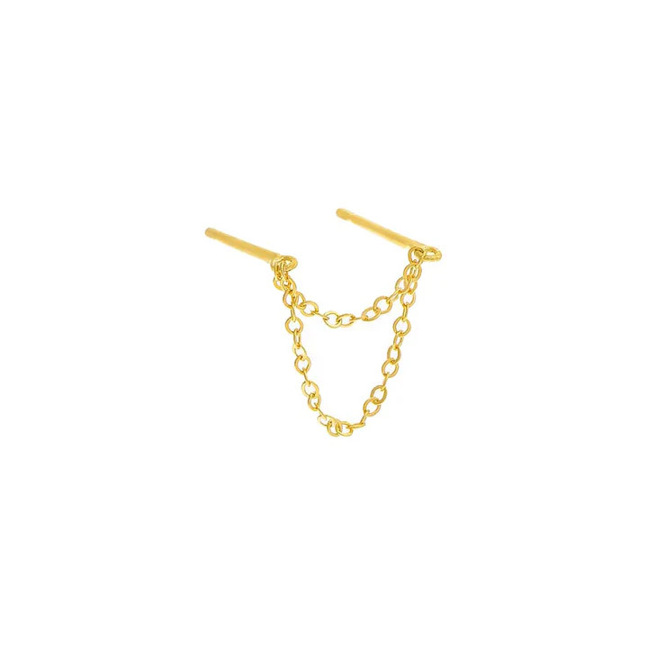 Dainty Double Chain Stud Earring | Adina Eden