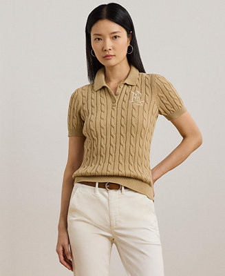 Lauren Ralph Lauren Women's Cable-Knit Polo Shirt - Macy's | Macy's