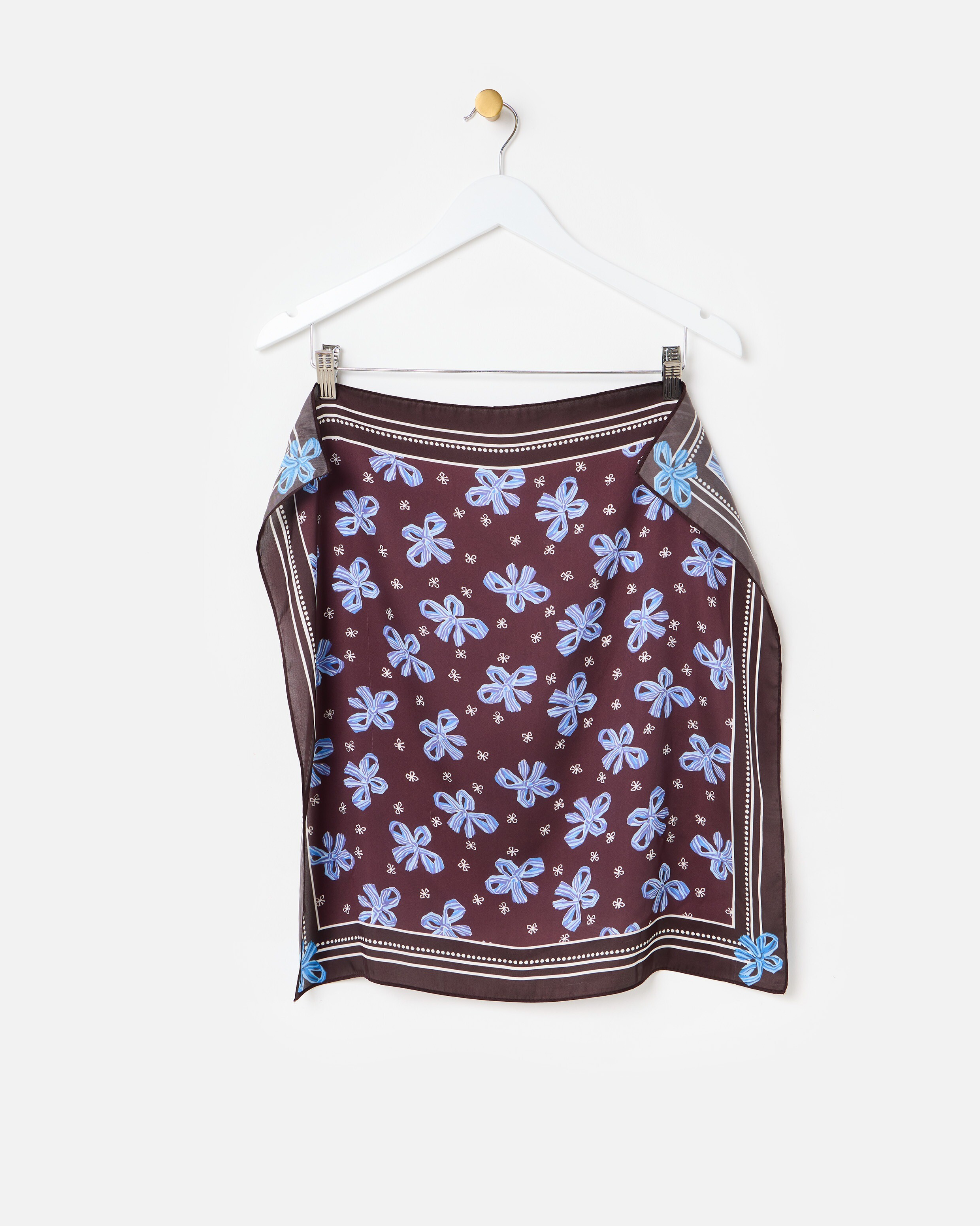 Chocolate Brown & Blue Bow Square Scarf | Oliver Bonas | Oliver Bonas (Global)