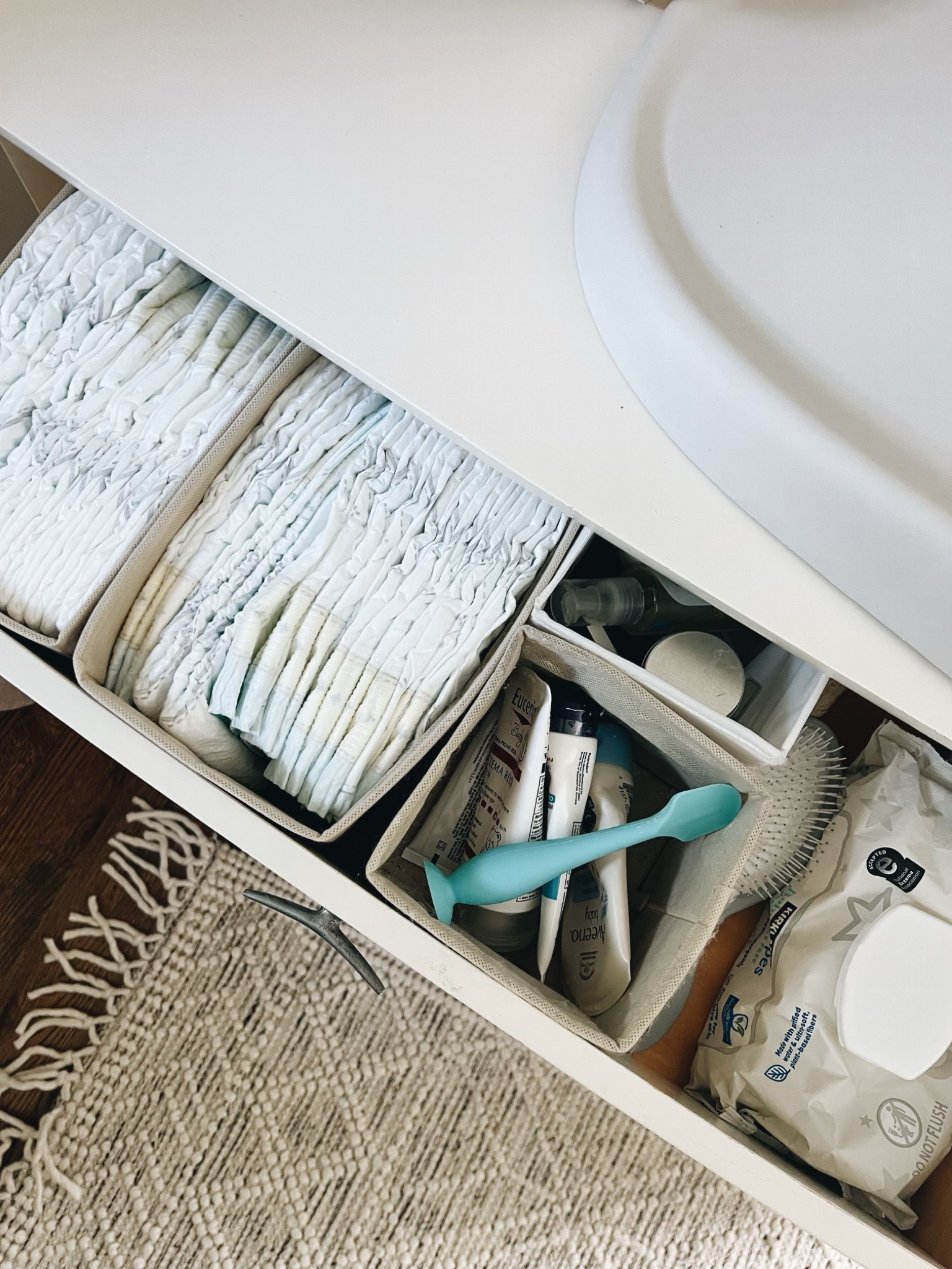 set of 4 hard sided drawer organizers great for organizing smaller items like socks, bibs, swaddles, diapers, creams etc 

home organization, kids room, nursery 

#LTKhome #LTKkids #LTKbaby