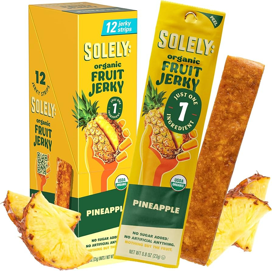 SOLELY - Organic Pineapple Fruit Jerky - 12 Individually Wrapped Strips - Fruit Leather Made from... | Amazon (US)